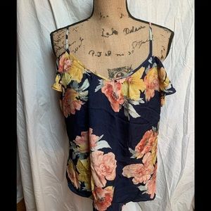 Joie off the shoulder floral navy top